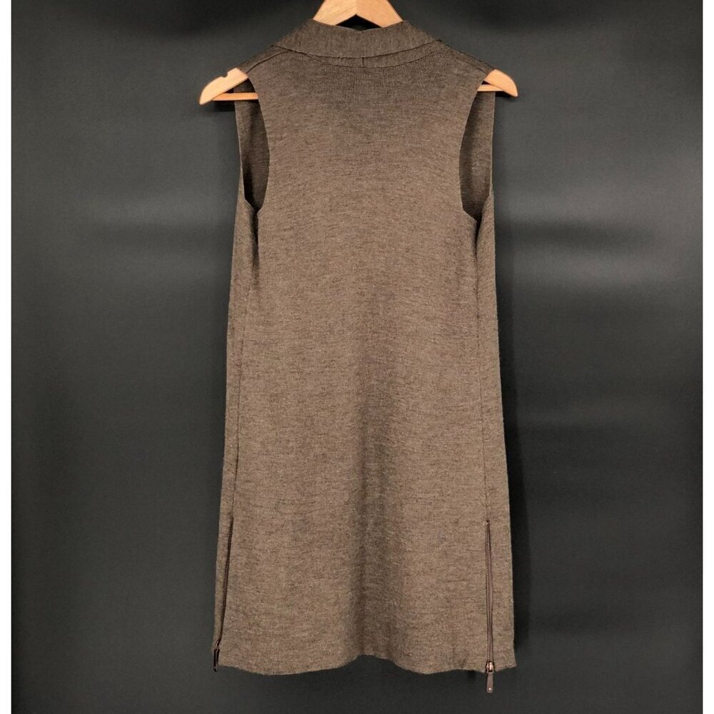 St. Tropez Women's Sleeveless Duster Cardigan S Brown Merino Wool Blend Coastal - Picture 5 of 7